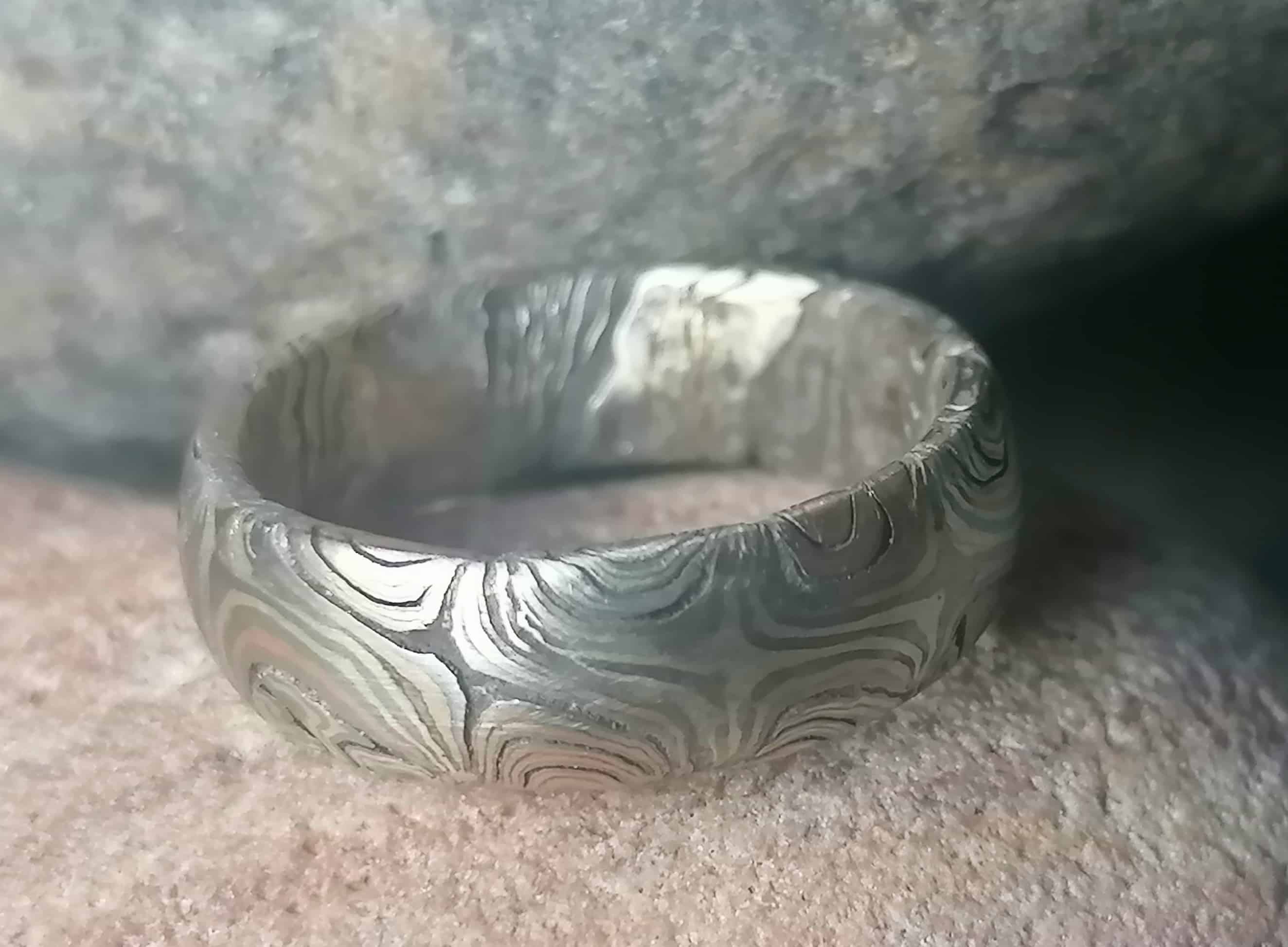 Ring Mokume Gane Rotgold Gr Ngold Palladium Silber