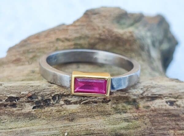 Unikat Ring Palladium 950 Gold 750 Rubin Ruby Grösse 55
