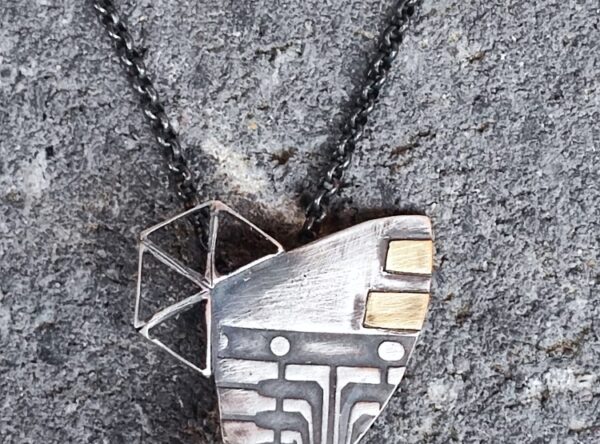 Unikat Anhänger Erbskette Silber 925 Gold 750 Rubin Cabochon handgeschmiedet