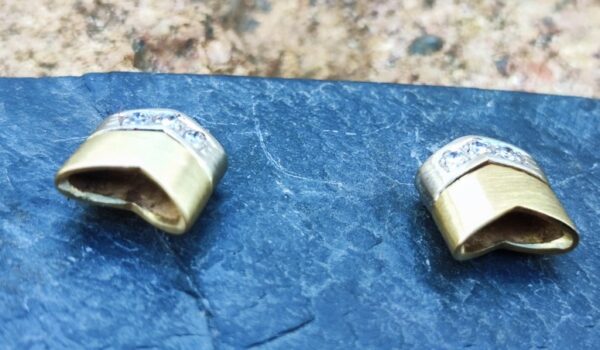 Unikat Ohrstecker Gold 750 Weissgold 750 Brillant