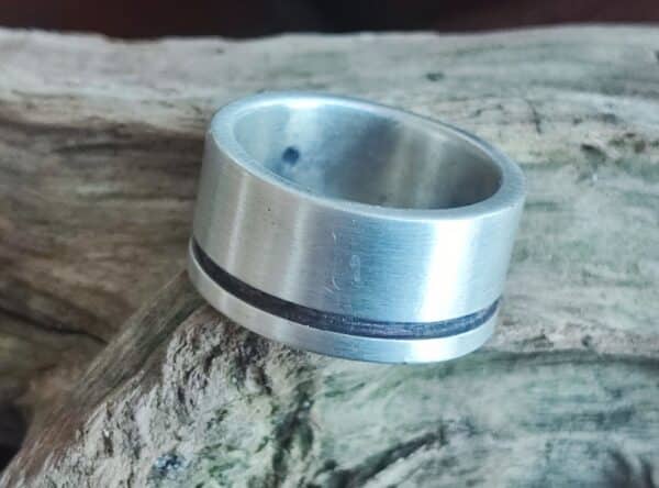 schlichter Designer Ring Silber 925 geschwärzte Rille 58