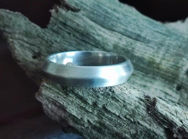 Schlichter Unikat Ring Silber 925 Dachform massiv matt 57