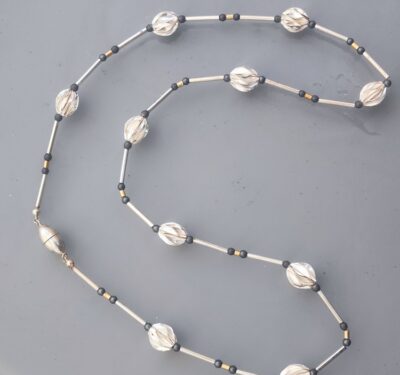 Unikat Kette Silber 925 vergoldet Würfel Apatit Granat 50 cm