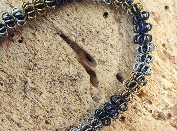 Unikat Kette Armband Armkette Silber 925 Spiralen vergoldet geschwärzt 21 cm Handarbeit
