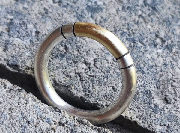 schlichter Unikat Ring Silber 925 Gold 750 minimalistisch matt runde Schiene 3,2 mm Größe 60