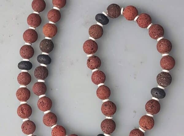 Unikat Kette Silber 925 Lava rotbraun schwarz Kugeln 50 cm