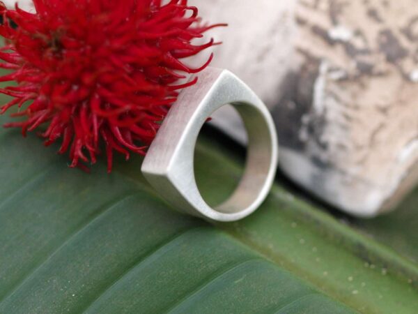 Designer Ring Silber 925 Fläche Rechteck matt