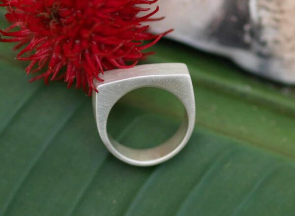 Designer Ring Silber 925 Fläche Rechteck matt