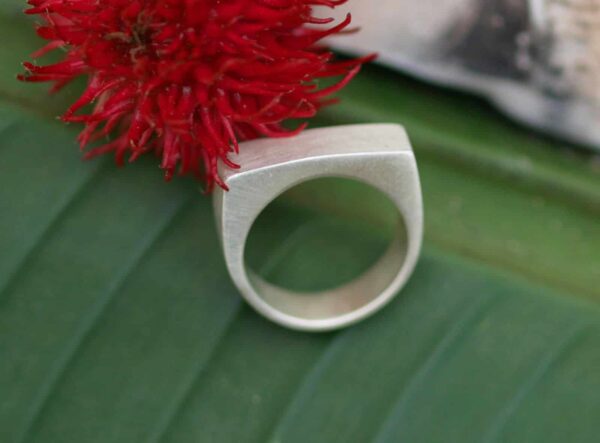 Designer Ring Silber 925 Fläche Rechteck matt