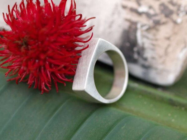 Designer Ring Silber 925 Fläche Rechteck matt